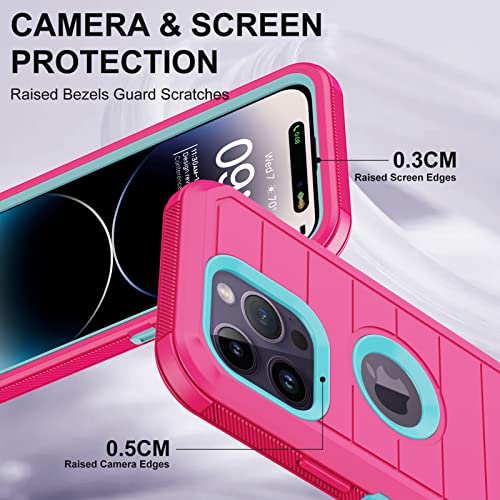for iPhone 14 Pro Max Case with 2 Screen Protector,Full Body Shockproof Drop Protection Dust Proof Heavy Duty 3-Layer Military Rugged Durable Cover for Apple iPhone 14 Pro Max 6.7" (Rose) - color: Rose/light green II