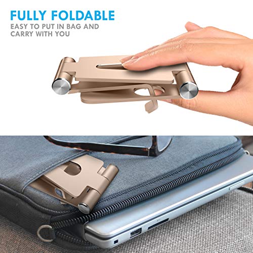 Aduro U-Rise XL Adjustable Aluminum Tablet Stand iPad Holder Foldable Phone Stand Compatible with iPhone iPad Pro 11, 9.7, 10.5 Air Mini 4 3 2, Nexus, Tab, E-Reader (4-12") Gold - color: Gold