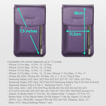 Small Crossbody Bag Cell Phone Purse for Women Men Leather Mini Shoulder Bag Wallet Case with Card Holder Slot Lanyard for All Smartphones iPhone 15 14 11 Samsung Google Moto up to 7.5" Puple - color: Puple 1