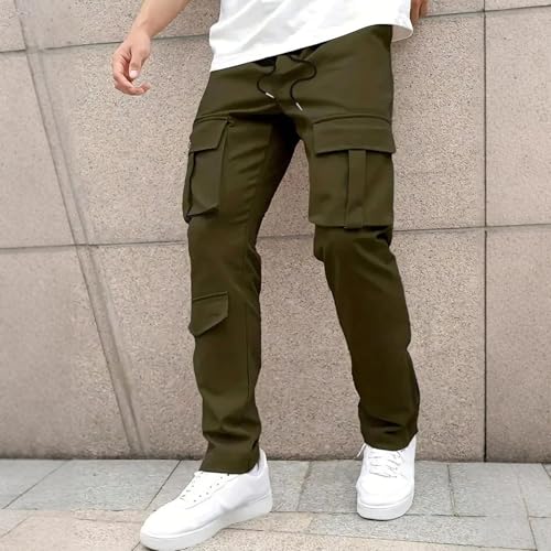 Men Cargo Pants Ripstop Durable Tactical Quick Dry Deep Pockets Construction Travel Job Site Tactical Pants for Men - color: A Army Green, size: Medium