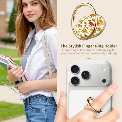 Cell Phone Ring Holder, Cute Phone Ring Grip Stand, 360°Rotation Funny Metal Kickstand Finger Grip Colorful Cute Dinosaurs - color: Colorful Cute Dinosaurs