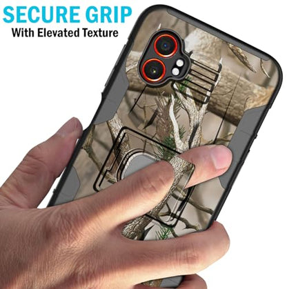Nakedcellphone Rugged Combo for Samsung Galaxy XCover 7 Pro Case - Camo | Hybrid Cover + Belt Clip Holster, Rotating Phone Holder, Ring Grip, with Kickstand, For XCover7 Pro (2025, SM-G766) - color: Camo