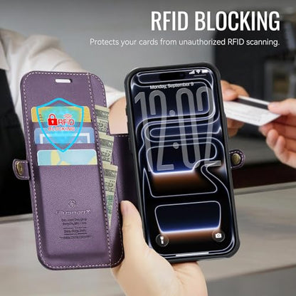 for iPhone 17 Pro Max Slim Case Wallet Wireless Charging, Purple - color: Purple, size: iPhone 17 Pro Max - 6.9"