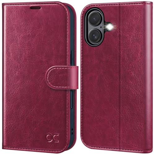 OCASE for iPhone 17 Wallet Case, Card Holder, Burgundy | RFID Blocking, Kickstand, Magnetic Closure, PU Leather Flip Folio, Shockproof TPU Shell, Protective Phone Cover (6.3") 2025 - color: Burgundy