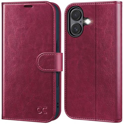 OCASE for iPhone 17 Wallet Case, Card Holder, Burgundy | RFID Blocking, Kickstand, Magnetic Closure, PU Leather Flip Folio, Shockproof TPU Shell, Protective Phone Cover (6.3") 2025 - color: Burgundy