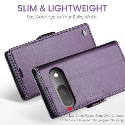 Wallet Case for Google Pixel 10/Google Pixel 10 Pro, Magnetic Flip Case with RFID Blocking Card Holder Kickstand for Women Men, Shockproof Durable Protective Phone Cover (Purple) - color: Purple