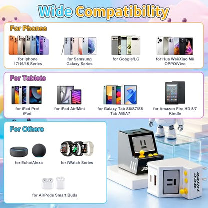 Aolcev for iPhone Charger 2 in 1 Dual USB A USB C Charger Block 2PCS 30W - color: Black+White