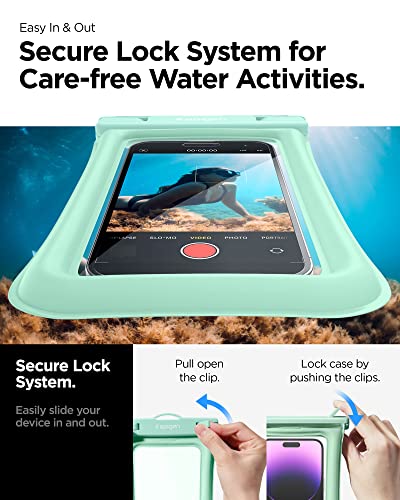 Spigen AquaShield Floating Waterproof Phone Pouch, IPX8 (1 Pack) | For all iPhone Series, Pixel Series, Galaxy S/Z Fold Ultra/Z Fold/Flip Series Universal Compatibility - Floatable Mint - color: Floatable Mint