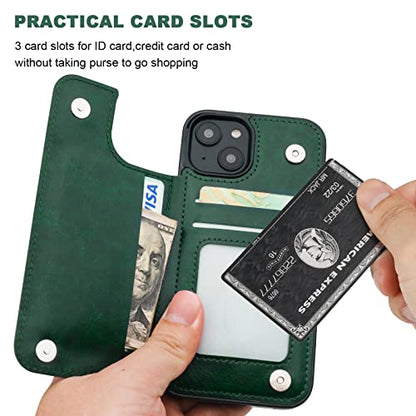 ONETOP for iPhone 14 Wallet Case with Credit Card Holder,Green - color: Green