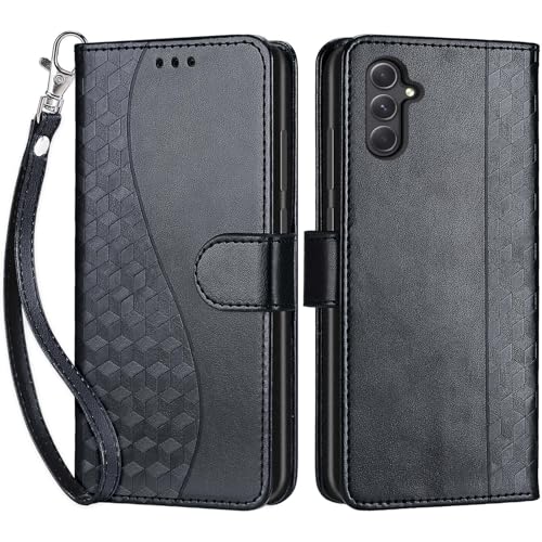 Wallet Case for Samsung Galaxy A54 5G, Black | Women Flip Folio Cover, Embossed PU Leather, Stand, Credit Card Holders Slots, Wrist Strap - color: 3