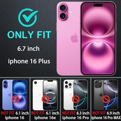 YKHJKLEC for iPhone 16 Plus Case, Military Grade 3 in 1 Heavy Duty Shockproof/Drop Proof/Dust Proof Case with 2Pcs Tempered Glass Screen Protector (Black/Black) - color: Black/Black