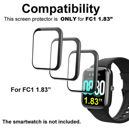 Compatible with GRV FC1 1.83” Smartwatch, 3D Screen Protectors, 3 Piece, Full Coverage, Anti-shatter, 3DFC1P72