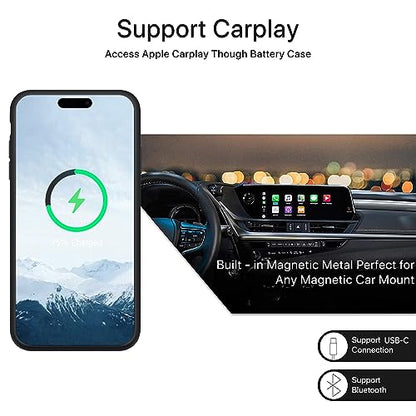Battery Case for iPhone 15 Plus,Upgraded 12000mAh High Capacity Rechargeable Portable Extended Charger Case Wireless Charging Compatible with iPhone 15 Plus (6.7 inch) Charging Case & Carplay (Black) - size: iPhone 15 Plus