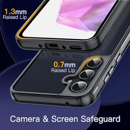 JETech Case for Samsung Galaxy A35, Anti-Yellowing, Black | Shockproof Protection, Scratch Resistant Hard PC Back, Durable Transparent TPU Bumper - color: Black, size: Galaxy A35
