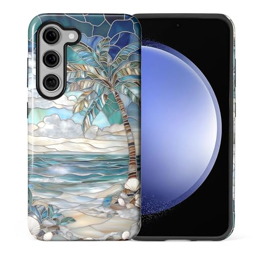 Case for Samsung Galaxy S24 FE,Anti-Scratch Full-Body Cover Shockproof Slim Design Case,PC Hard Shell & Silicone Inner Bumper -Beach Palm Tree - color: Beach Palm Tree, size: Galaxy S24 FE