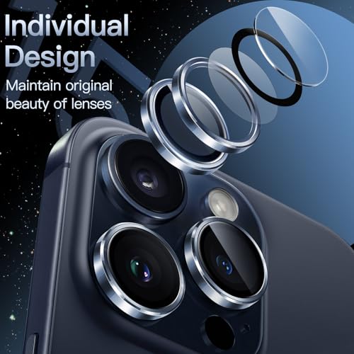 JETech Camera Lens Protector for iPhone 15 Pro/15 Pro Max, Blue, 1 Set - color: Blue