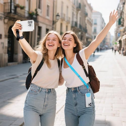 takyu Phone Lanyard, 2 Pack Adjustable Anti-Drop Neck/Wrist Strap with 2 PcsTether Patches, Secure Hands-Free Compatible for iPhone Samsung Perfect for Nurses, Teachers, Travel, Hiking Black+Blue - color: Black + Blue
