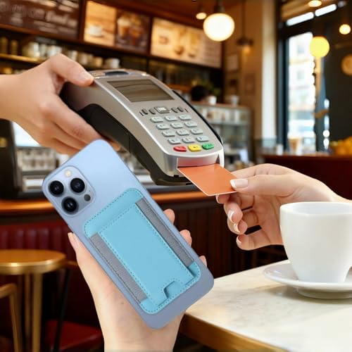7 Cards Holder for MagSafe Wallet, Stronger Magnetic Wallet RFID Blocking for iPhone 17/16/15/14/13/12 and Pro Promax Series - color: Sky blue elastic wallet
