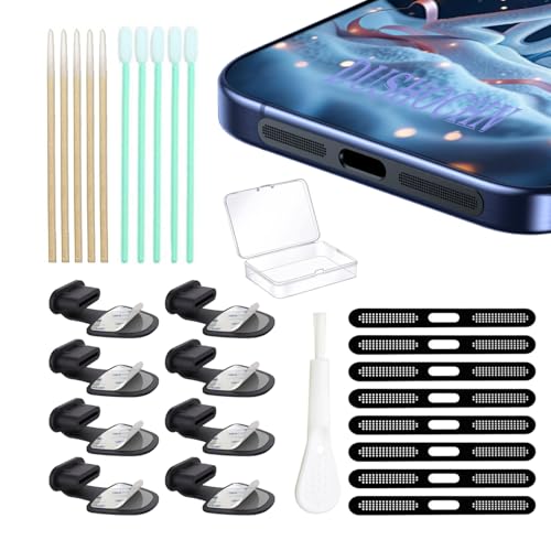 [8-Pack] USB C Dust Plug, Charging Port Cover with Anti-Lost Strap, with Speaker Dust Cover Compatible with iPhone18 17 pro max Type C (USB C Cover18 17 Max (Black))