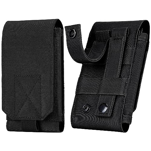 Tactical Molle Phone Holster Pouch, Universal Belt Waist Bag for iPhone 17 Pro Max/17 Pro/17/16 Pro Max/15 Pro Max/14 Pro Max/13/12, Samsung S25 Ultra/S24/S23, Size L - color: Black(1 Pack)