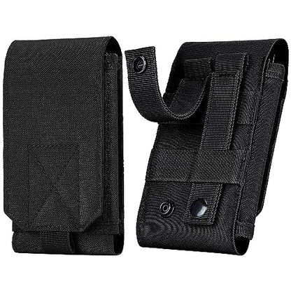 Tactical Molle Phone Holster Pouch, Universal Belt Waist Bag for iPhone 17 Pro Max/17 Pro/17/16 Pro Max/15 Pro Max/14 Pro Max/13/12, Samsung S25 Ultra/S24/S23, Size L - color: Black(1 Pack)