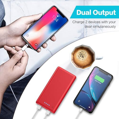 Portable Charger Power Bank 26800mah,Ultra-High Capacity Safer External Cell Phone Battery Pack,2 USB Output High Speed Charging Power bank Compatible with iPhone 17 16 15 14 13 Samsung Android LG-Red - color: Red