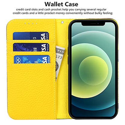 iCoverCase Compatible with iPhone 13 Wallet Case with Credit Card Holder and Wrist Strap, RFID Blocking Genuine Leather Flip Magnetic Phone Cover 6.1 Inch (Brown) - color: 1-Brown (No Headphone Storage Belt), size: iPhone 13