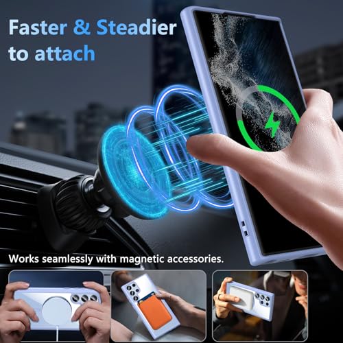 Hensinple for Samsung Galaxy S22 Ultra Case Magnetic, Galaxy S22 Ultra Phone Case [Compatible with Magsafe], Clear Hard Back Shockproof Magnetic Cover Case 6.8 Inch, Light Blue - color: Light Blue-S22 Ultra, size: Galaxy S22 Ultra 6.8 inch