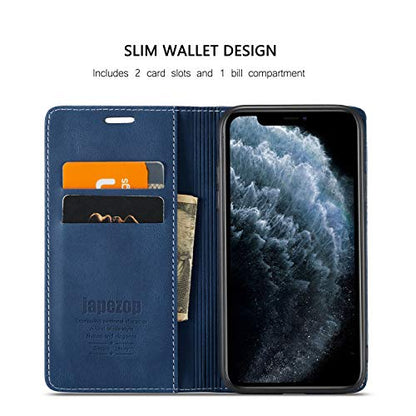 japezop Compatible with iPhone 11 Pro Case Wallet with [RFID Blocking] Credit Card Holder, Leather Flip Book Phone Case for iPhone 11 Pro(Blue) - color: Blue, size: iPhone 11 Pro 5.8 Inch