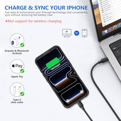 BOPPS Battery Case for iPhone 17 Pro with Carplay【2026 New】 Slim Powerful 8500mAh Portable Charger Case 360°Protection Rechargeable Extended Charging case for iPhone 17 Pro，Black - color: Black