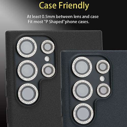Camera Lens Protector for Samsung Galaxy S23 Ultra, Diamond Silver - color: Diamond Silver