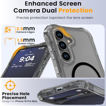 WRJ Magnetic Clear for Samsung Galaxy S26 FE Case,Samsung S25 FE Case [Fit for MagSafe][Military Grade Drop Protection] Translucent Shockproof Protective Phone Case-Black - color: Black, style: Transparent