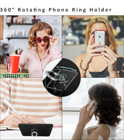 3Pcs Adhesive Clear Phone Strap Grip Finger Holder for Hand, Sticky Animal Cellphone Loops Handle for Back of iPhone Case Accessories, Thin Smartphone Grips - Rabbit, Cat, Bear