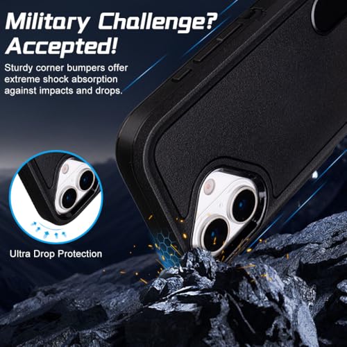 for Protective Phone Case iPhone 17 Case with Clip Holster Kickstand Black | Heavy Duty Rugged Protective Phone Case, Dual Layer Shockproof Cover - color: Black