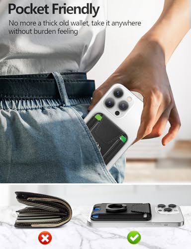 for Magsafe Wallet with Grip, 6-Card Holder; Stronger Magnetic Phone Wallet - color: Carbon Fiber