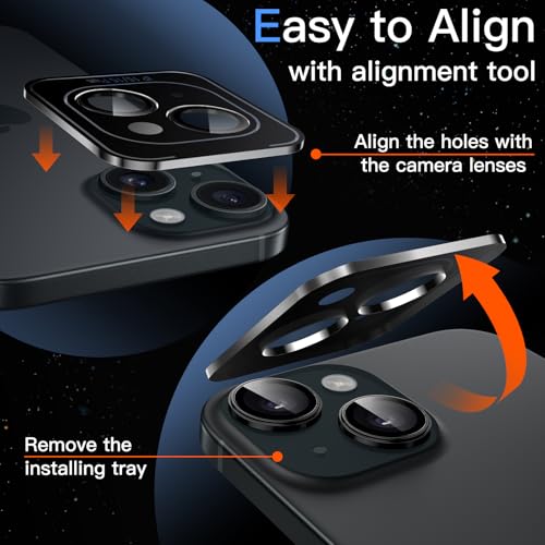 JETech Camera Lens Protector for iPhone 15/15 Plus, Black, 1 Set