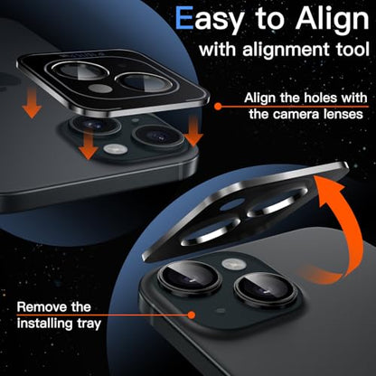 JETech Camera Lens Protector for iPhone 15/15 Plus, Black, 1 Set