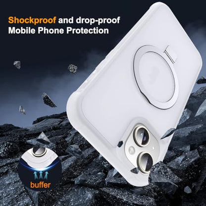 SKYLMW Compatible with iPhone 15 Plus Case with Stand,Translucent | iPhone 15 Plus Phone Case 6.7",Magnetic Ring Stand,Compatible with MagSafe,Military-Grade Plustection,Great Grip Feeling - color: Translucent, size: Iphone 15 Plus