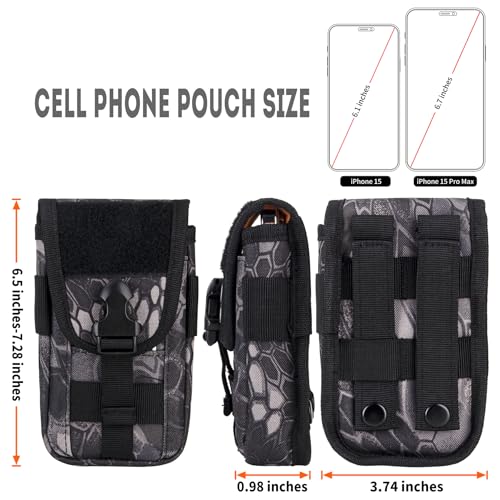 Tactical Molle Pouch Compact Utility EDC Waist Pack Phone Holster with Card Slots for 4.7"-6.9" Phone - color: Python Pattern