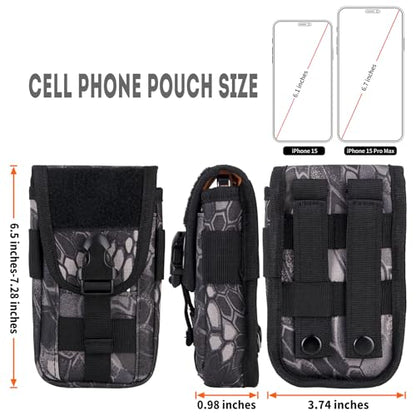 Tactical Molle Pouch Compact Utility EDC Waist Pack Phone Holster with Card Slots for 4.7"-6.9" Phone - color: Python Pattern