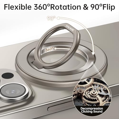 SYNCWIRE for MagSafe Phone Grip, Magnetic Phone Ring Holder - color: Titanium