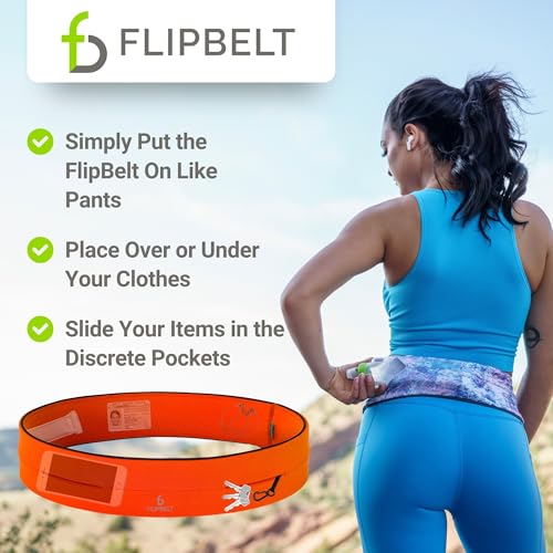 FlipBelt Classic Running Belt, Phone Holder for Running, Money Belt Pouch - color: Neon Punch, size: Extra Small