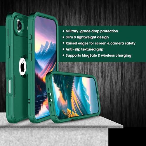 MXX for iPhone 17 Air Case, Heavy Duty 3 in 1 Wing Design Protective Cover with MagSafe, Phone Case 2025 (Green) - color: Green, size: iPhone 17 Air