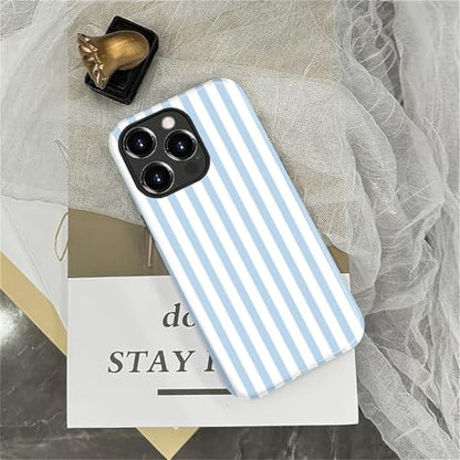 Compatible with iPhone 13 Pro Max Case,Glossy 2-in-1 Sleek All-Inclusive Dual-Layer Material Soft TPU + PC Back for Blue Stripes Geometric Pastel Summer Beach - color: Blue Stripes Geometric Pastel Summer Beach-Glossy, size: iPhone 13 Pro Max