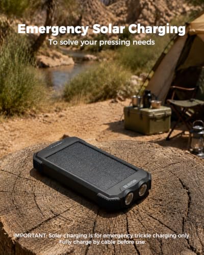 BLAVOR Solar Power Bank 10,000mAh Portable Wireless Charger for Cell Phones - color: Black
