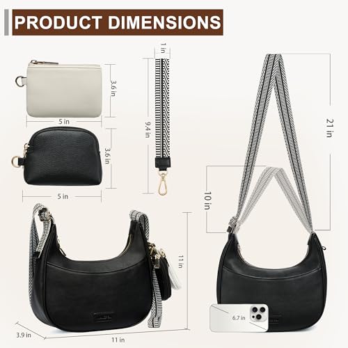 Small Crossbody Bags for Women RFID Vegan Leather Wristlet Phone Mini Purse Shoulder Handbag Wallet Travel Purse - color: N-black