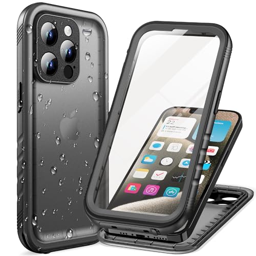 Cozycase for iPhone 15 Pro Max Waterproof Case Full Body Heavy Duty Black | 360 Shockproof with Screen Camera Protector Military Grade Double Water Dust Drop Proof Hard Rugged Tough Front Back Cover - color: Black, size: For iPhone 15 Pro Max