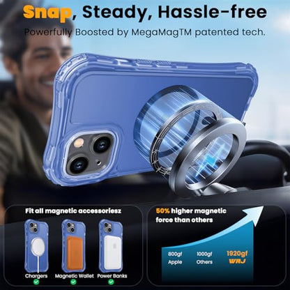 WRJ Magnetic Matte for iPhone 13 Case,iPhone 14 Case,[Compatible with MagSafe][Military Grade Drop Protection] Translucent Anti-Fingerprint Full Body Shockproof Phone Case-Blue - color: Blue, style: Matte