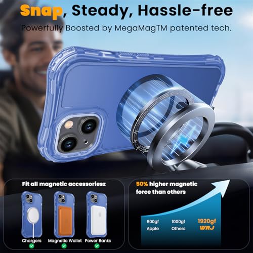 WRJ Magnetic Matte for iPhone 13 Case,iPhone 14 Case,[Compatible with MagSafe][Military Grade Drop Protection] Translucent Anti-Fingerprint Full Body Shockproof Phone Case-Blue - color: Blue, style: Matte