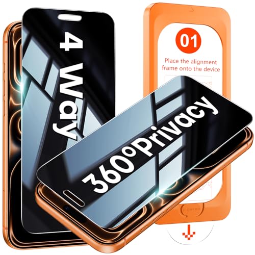 OMOTON 360° Privacy Screen Protector for iPhone 17 Pro Max, 4 Way Anti-Spy - size: iPhone 17 Pro Max